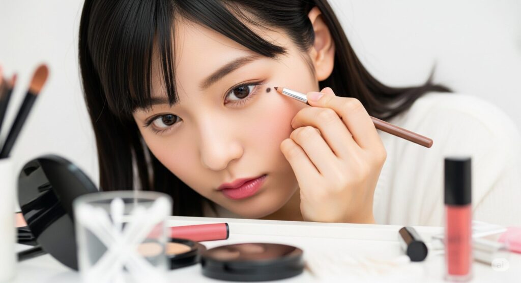泣きぼくろはメイクで簡単に作れる